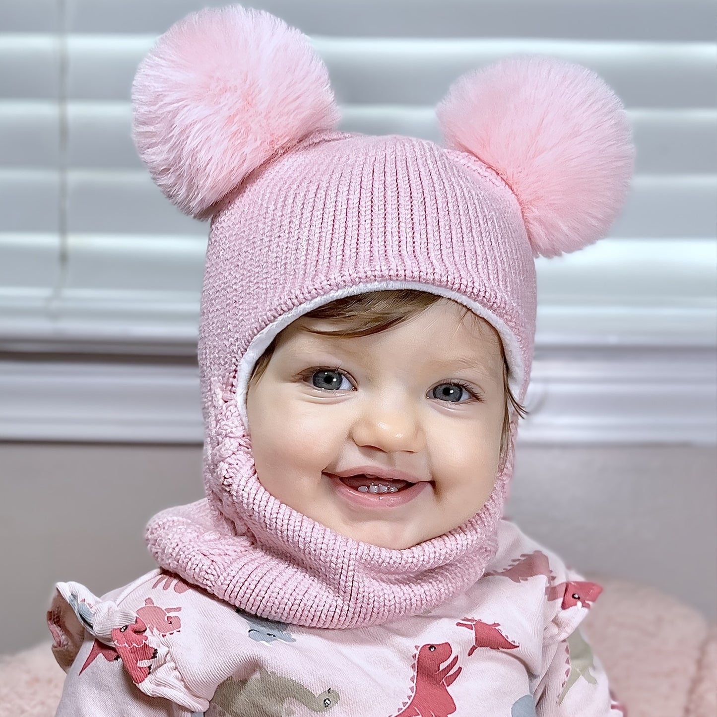 2 Pcs Baby Winter Beanie & Scarf Set Fleece Lined