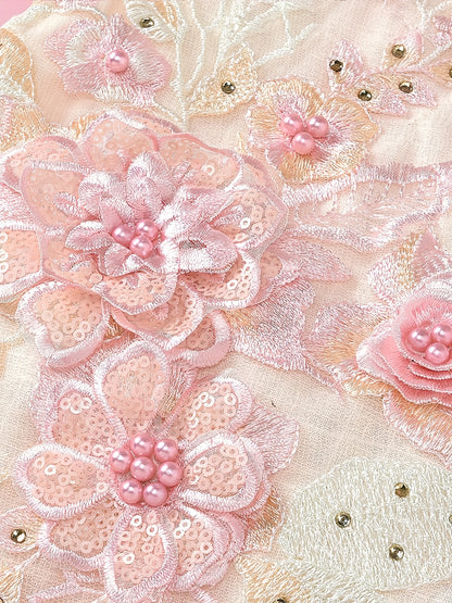 Baby Girl Princess Dress Lace Backless Tutu Bodysuit with Flower Decor