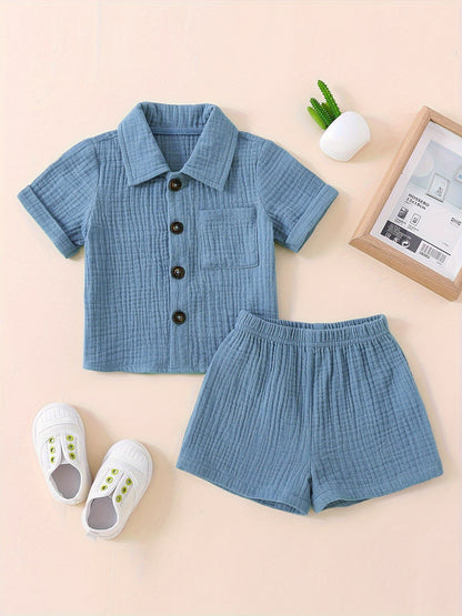 Baby Short Sleeve Cotton Muslin Outfit Comfy Summer Shorts Set