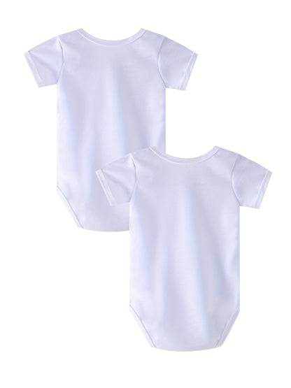 2 Pcs Baby Onesie Set Hamburger & Fries Graphic Print Short Sleeve